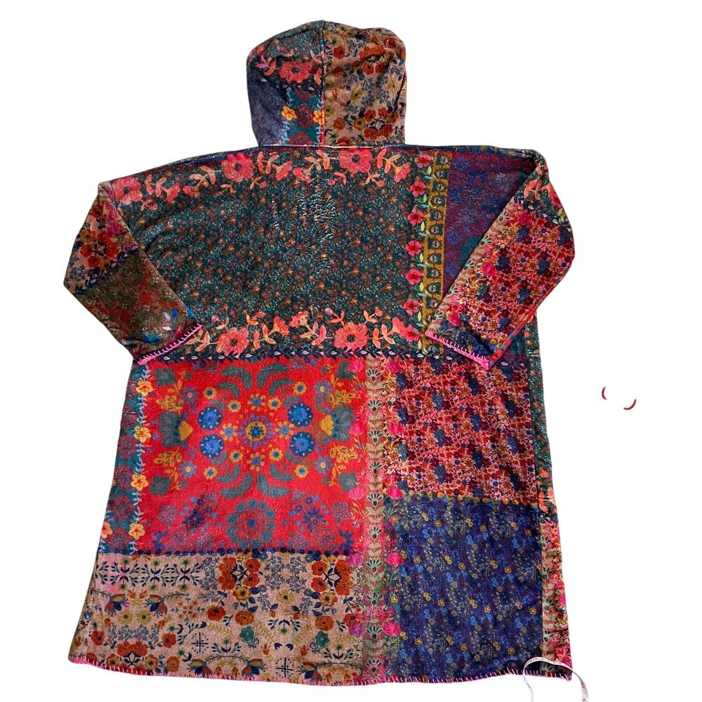 Natural Life Sz S/M Cozy Blanket Kimono Patchwork Floral Print Hood & Pockets - Picture 15 of 16